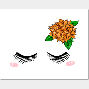 Cute Close Eyelash with flowers Posters and Art